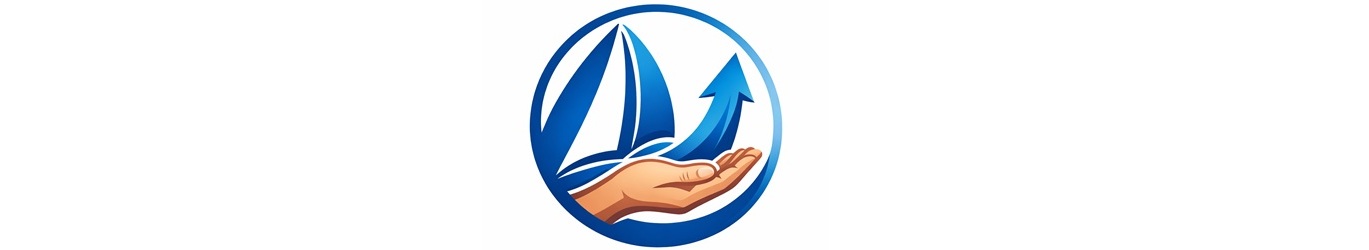 logotyp dłoń, żagiel, strzałka skierowana w górę